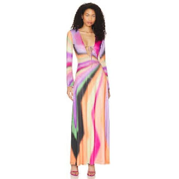 NWT (minor flaw) AFRM Clario Maxi Dress in Mod Stripe size SMALL - Picture 3 of 13